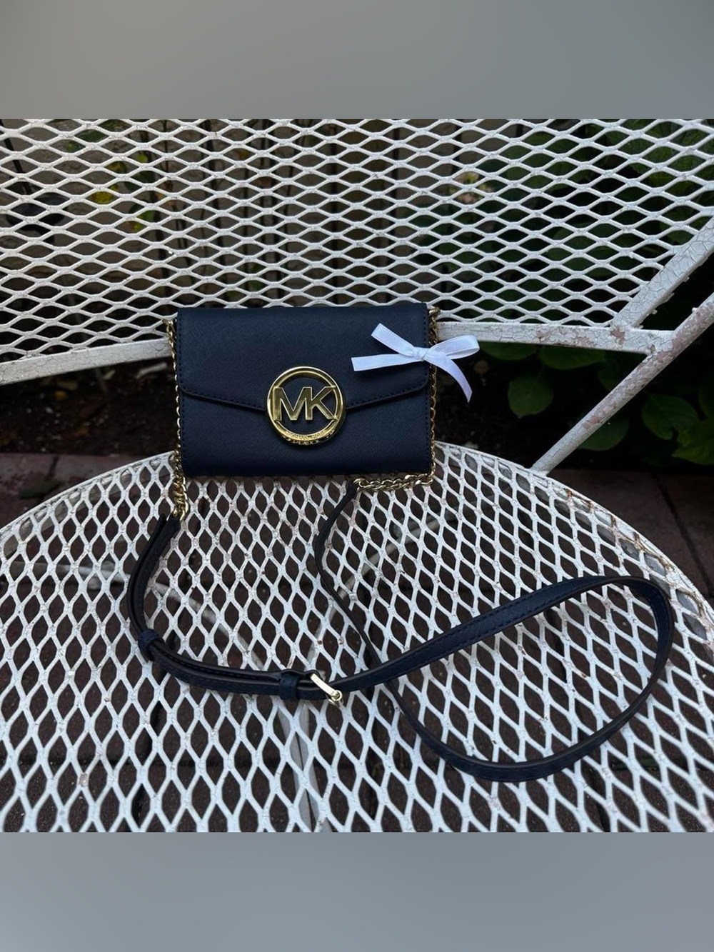 Navy & Gold Michael Kors Mini Crossbody